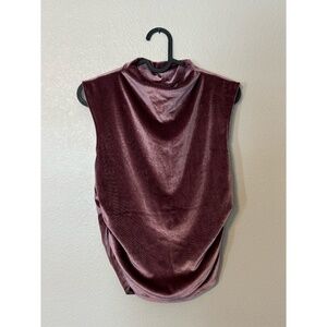 A New Day | Mock Neck Velvet Tank Top (Burgundy)